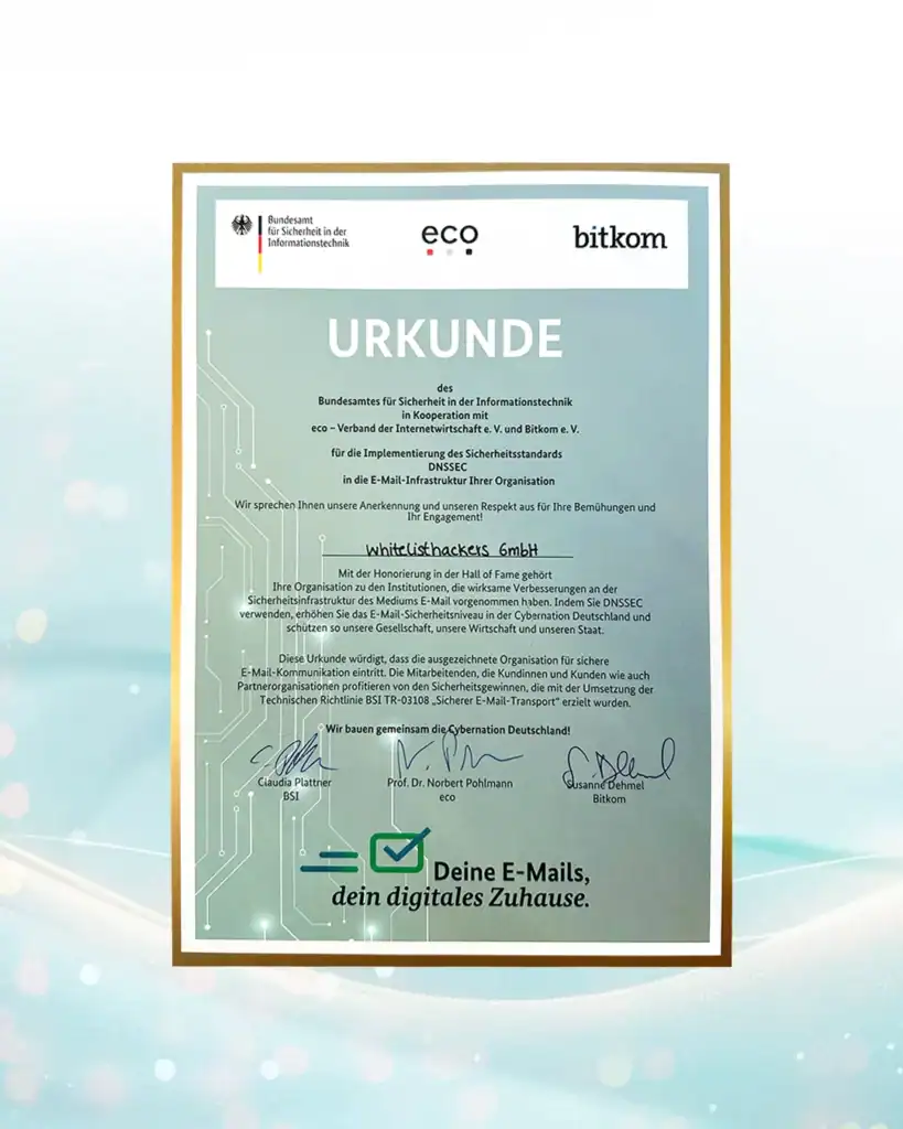whitelisthackers wurden in die Hall of Fame des BSI aufgenommen